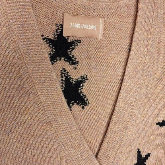 Zadig & Voltaire Mirka Stars Cashmere Cardigan Sweater Top Oversized XS 2023 - Picture 10 of 11